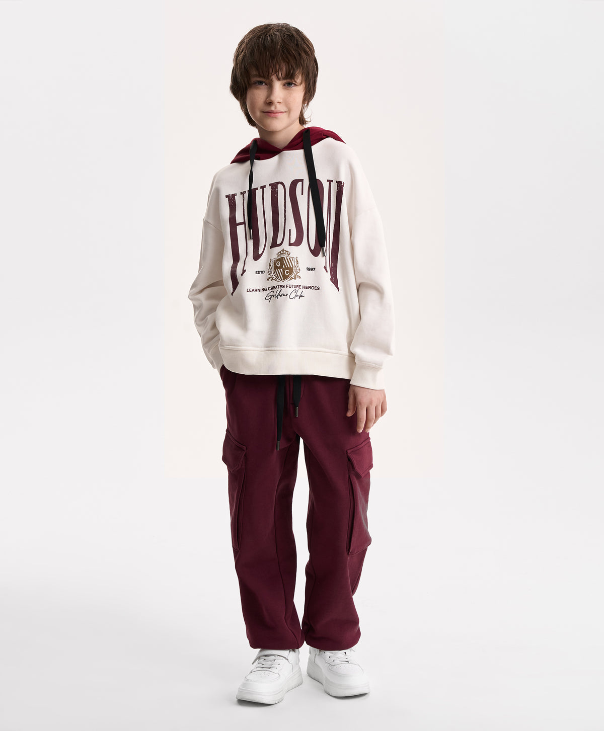 Gulliver Burgundy Fleece Cargo Jogger Pants for Boy Junior-Campus