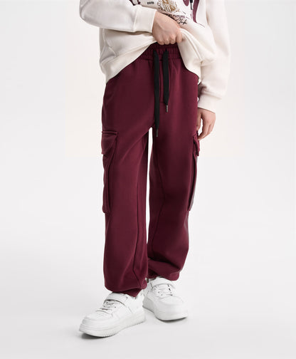 Gulliver Burgundy Fleece Cargo Jogger Pants for Boy Junior-Campus