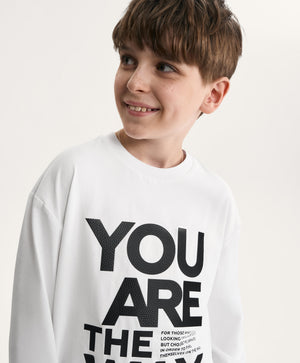 Gulliver White Long-Sleeve Top with Print for Boy Junior-Impulse