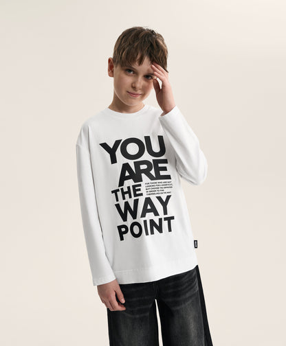 Gulliver White Long-Sleeve Top with Print for Boy Junior-Impulse