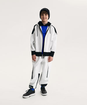 Gulliver White Interlock Sweatshirt with Colorblock Details for Boy Junior-Impulse