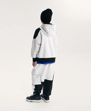 Gulliver White Interlock Cargo Jogger Pants with Colorblock Details for Boy Junior-Impulse