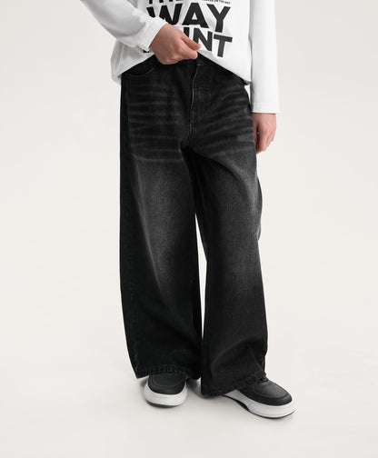 Gulliver Gray Wide-Leg Jeans with Distressed Details for Boy Junior-Impulse