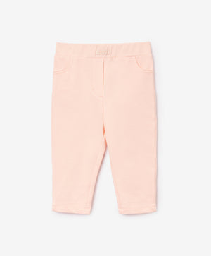 Gulliver Pink Tapered Knit Pants with Elastic Waist for Baby Girl- Bunny