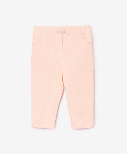 Gulliver Pink Tapered Knit Pants with Elastic Waist for Baby Girl- Bunny