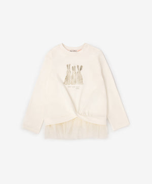 Gulliver Milk Long-Sleeve Blouse for Baby Girl- Bunny