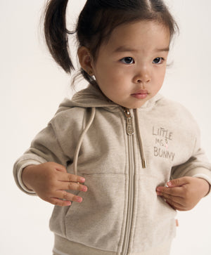 Gulliver Beige Zip-Up Hoodie with Lurex for Baby Girl- Bunny