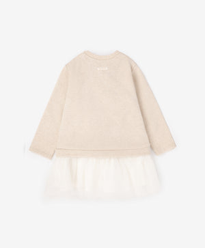Gulliver Beige Long-Sleeve Lurex Sweatshirt Dress for Baby Girl- Bunny