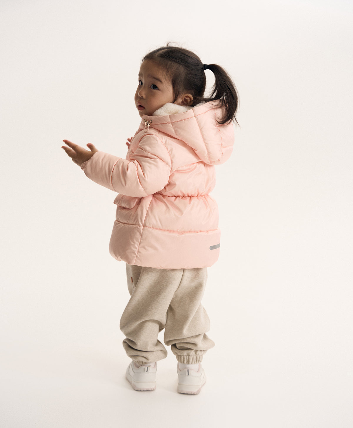 Gulliver Beige Lurex Fleece Jogger Pants for Baby Girl- Bunny
