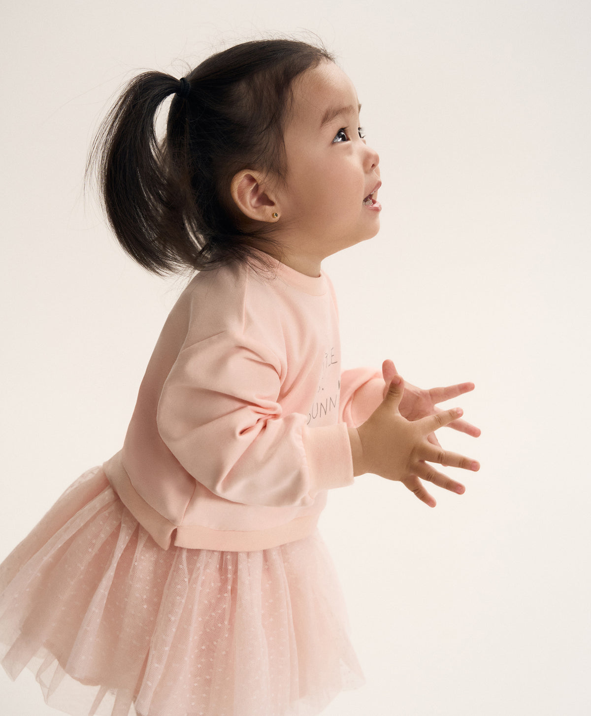 Gulliver Pink Mesh Skirt with Elastic Waistband for Baby Girl- Bunny