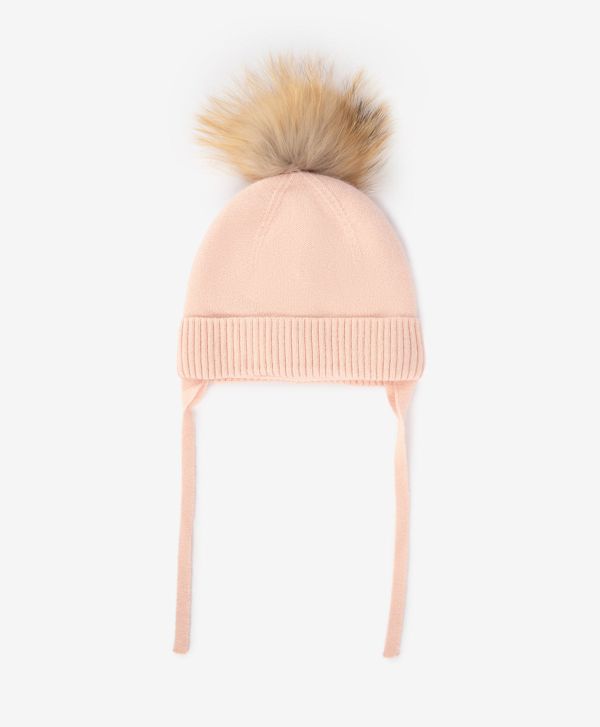 Gulliver Pink Knitted Beanie with Jersey Lining and Fur Pom-Pom for Baby Girl- Bunny