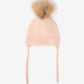 Gulliver Pink Knitted Beanie with Jersey Lining and Fur Pom-Pom for Baby Girl- Bunny