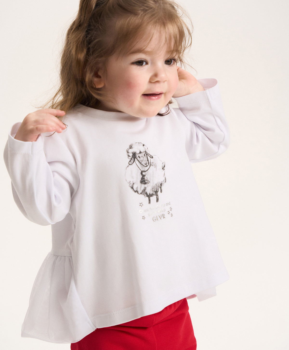 Gulliver White Knitted Long-Sleeve Blouse for Baby Girl- Melange