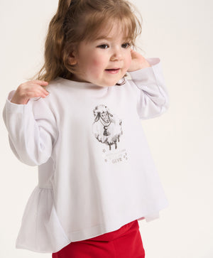 Gulliver White Knitted Long-Sleeve Blouse for Baby Girl- Melange
