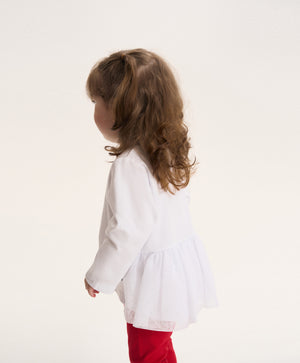 Gulliver White Knitted Long-Sleeve Blouse for Baby Girl- Melange