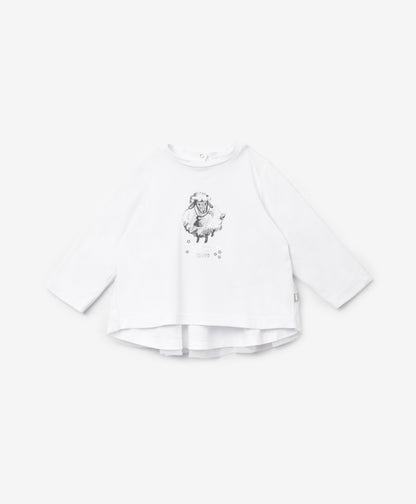 Gulliver White Knitted Long-Sleeve Blouse for Baby Girl- Melange