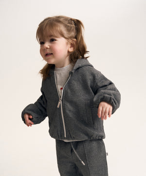 Gulliver Gray Melange Lurex Zip-Up Hoodie for Baby Girl- Melange
