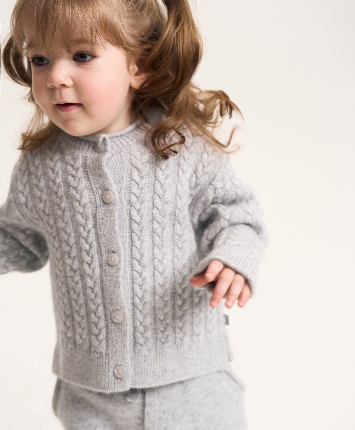 Gulliver Gray Knitted Cardigan with Wool and Angora for Baby Girl- Melange