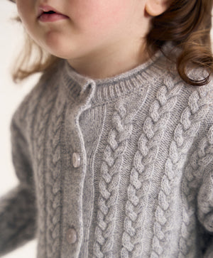Gulliver Gray Knitted Cardigan with Wool and Angora for Baby Girl- Melange