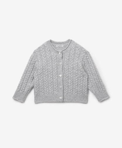 Gulliver Gray Knitted Cardigan with Wool and Angora for Baby Girl- Melange
