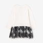 Gulliver Multicolor Knitted Dress with Mesh Skirt for Baby Girl- Melange