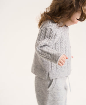 Gulliver Gray Melange Wool and Angora Jogger Pants for Baby Girl- Melange