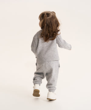 Gulliver Gray Melange Wool and Angora Jogger Pants for Baby Girl- Melange