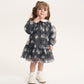 Gulliver Gray Knitted Dress with Patterned Mesh Overlay for Baby Girl- Melange