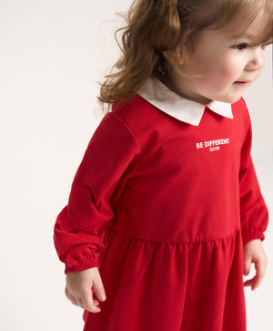 Gulliver Red Knitted Long-Sleeve Dress for Baby Girl- Melange