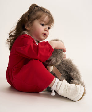 Gulliver Red Knitted Long-Sleeve Dress for Baby Girl- Melange