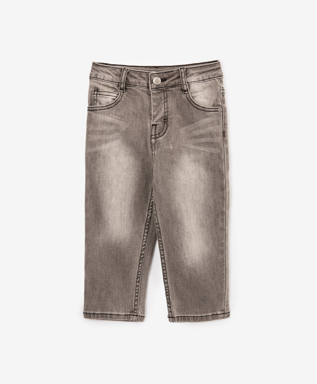Gulliver Gray Straight-Leg Jeans with Silver Coating for Baby Girl- Melange