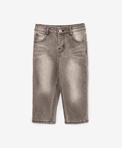 Gulliver Gray Straight-Leg Jeans with Silver Coating for Baby Girl- Melange