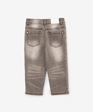 Gulliver Gray Straight-Leg Jeans with Silver Coating for Baby Girl- Melange