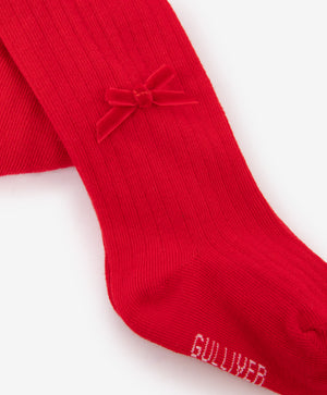 Gulliver Red Tights with Bow Details for Baby Girl- Melange
