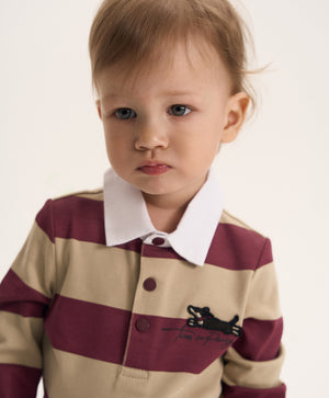 Gulliver Multicolor Striped Polo-Style Bodysuit for Baby Boy-Dachshund