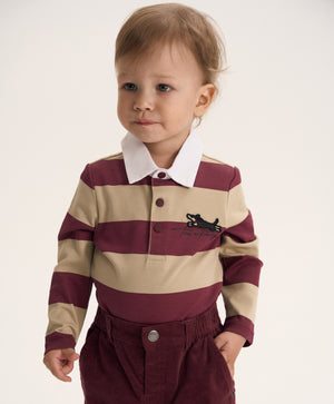 Gulliver Multicolor Striped Polo-Style Bodysuit for Baby Boy-Dachshund