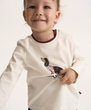 Gulliver Milky Color Long sleeve T-shirt with Print for Baby Boy-Dachshund