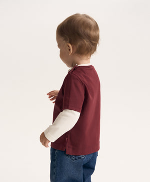 Gulliver Burgundy Layered-Effect Long-Sleeve Top for Baby Boy-Dachshund