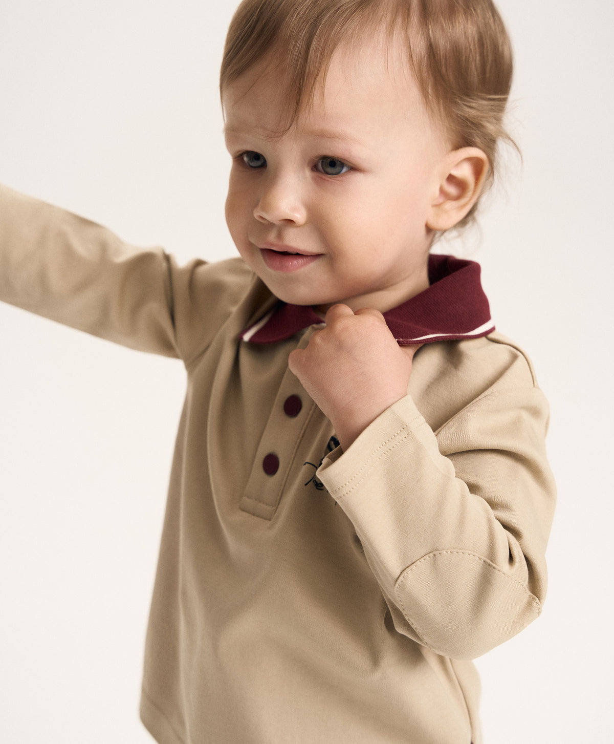 Gulliver Beige Long-Sleeve Polo Shirt for Baby Boy-Dachshund