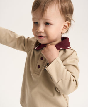 Gulliver Beige Long-Sleeve Polo Shirt for Baby Boy-Dachshund