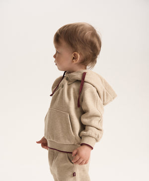 Gulliver Beige Fleece Hoodies for Baby Boy-Dachshund