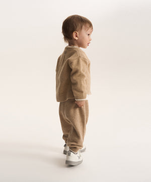 Gulliver Beige Melange Wool and Angora Jogger Pants for Baby Boy-Dachshund