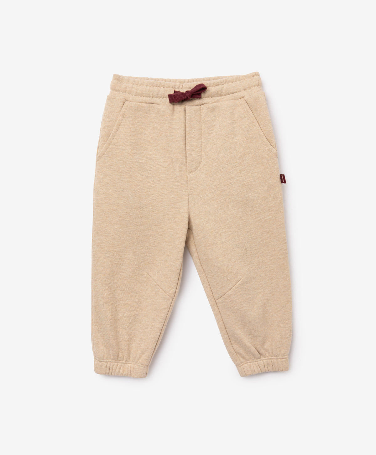 Gulliver Beige Fleece Jogger Pants with Elastic Waistband for Baby Boy-Dachshund
