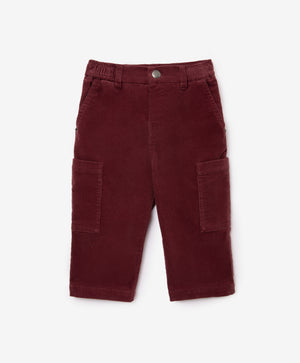 Gulliver Burgundy Micro-Corduroy Pants with Elastic Waistband for Baby Boy-Dachshund
