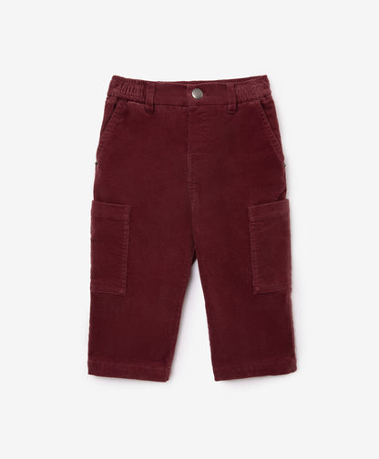 Gulliver Burgundy Micro-Corduroy Pants with Elastic Waistband for Baby Boy-Dachshund