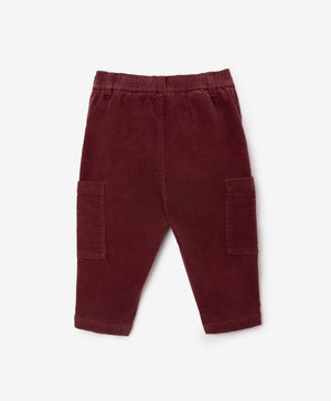 Gulliver Burgundy Micro-Corduroy Pants with Elastic Waistband for Baby Boy-Dachshund