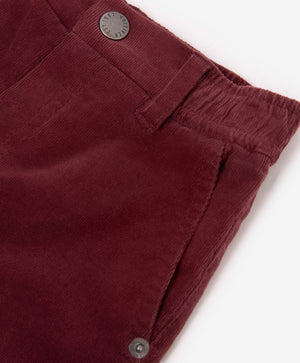Gulliver Burgundy Micro-Corduroy Pants with Elastic Waistband for Baby Boy-Dachshund