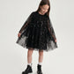 Gulliver Black Mesh Dress with Sequins for Girls-Party Art Deco