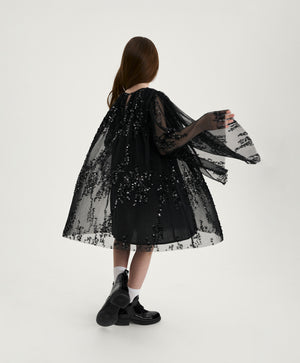 Gulliver Black Mesh Dress with Sequins for Girls-Party Art Deco