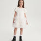 Gulliver White Tencel and Mesh Dress with Ruffles for Girl Mini- Party Art Deco